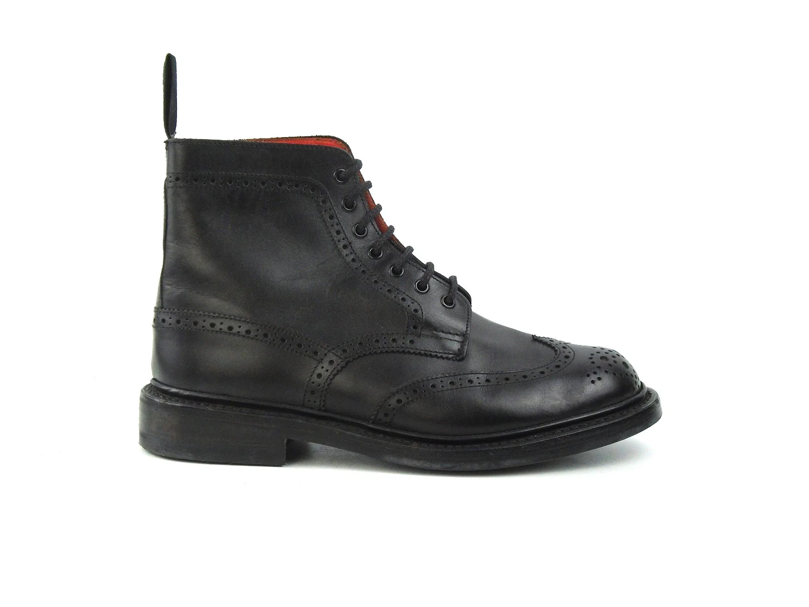 Worn Stephy Brogue Boots - Black Box Calf - Image 4