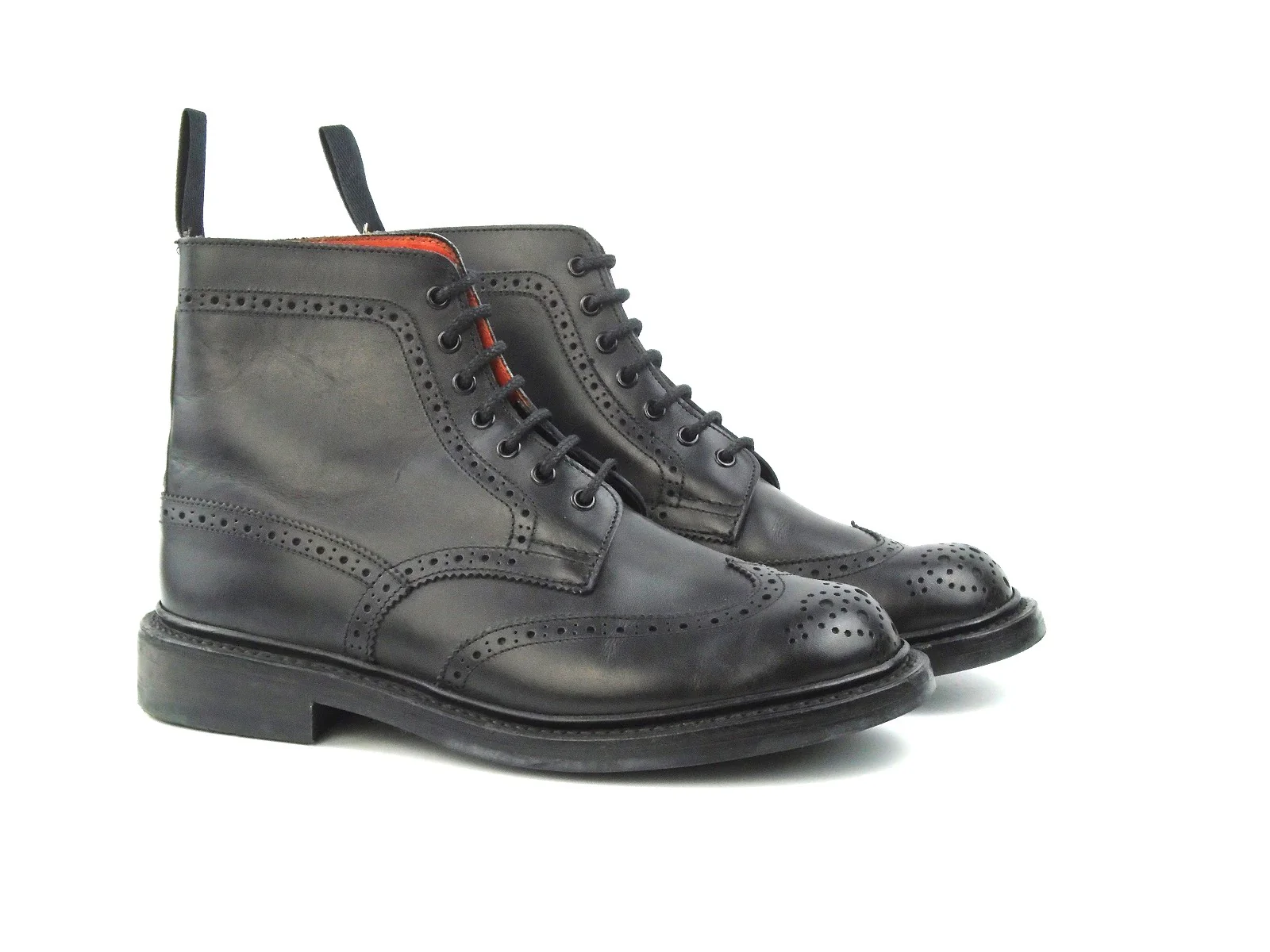 Worn Stephy Brogue Boots - Black Box Calf - Image 5
