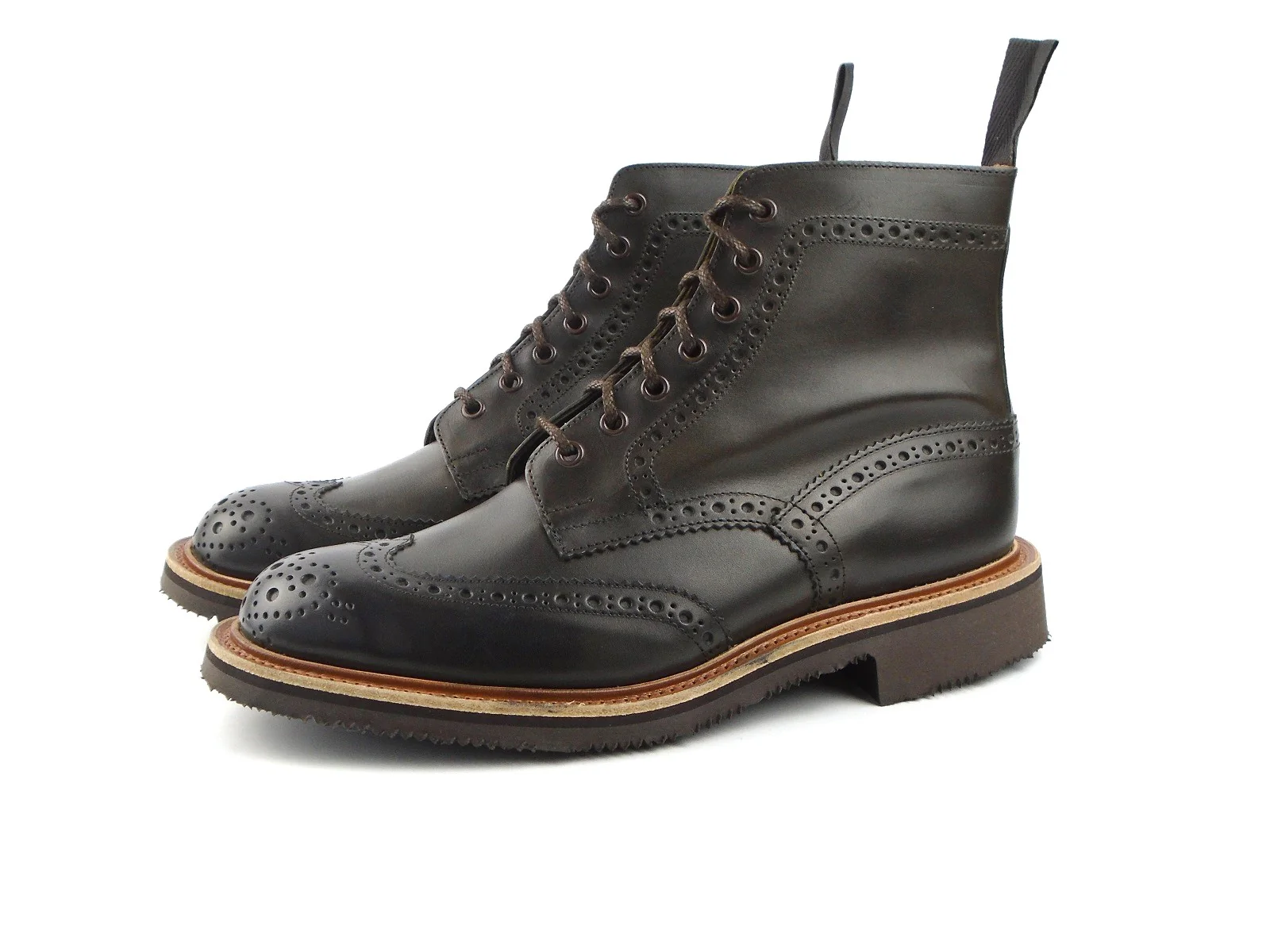 Stow Country Brogue Boots - Cafe Burnished - Image 3