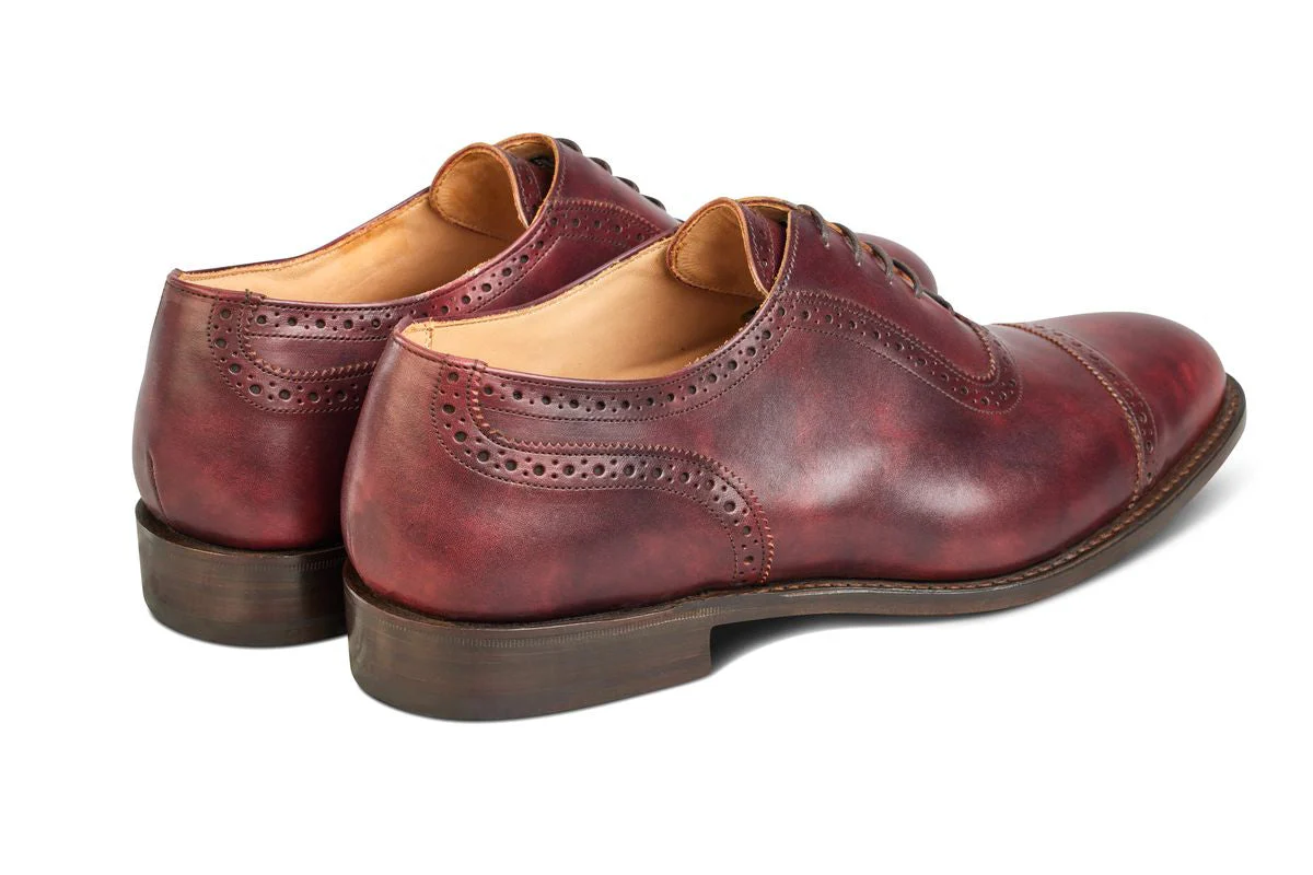Trenton Toecap Oxford City Shoe - Burgundy Museum Calf - Image 3