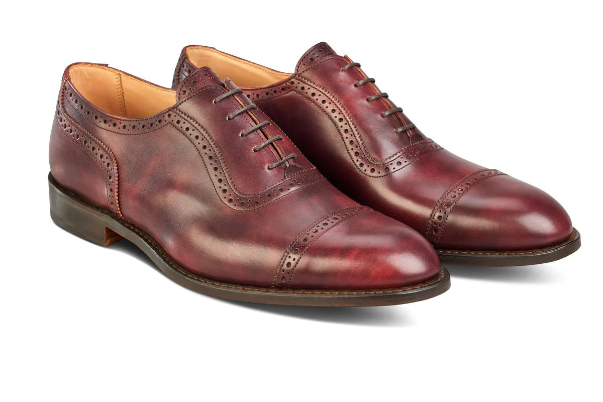 Trenton Toecap Oxford City Shoe - Burgundy Museum Calf - Image 4