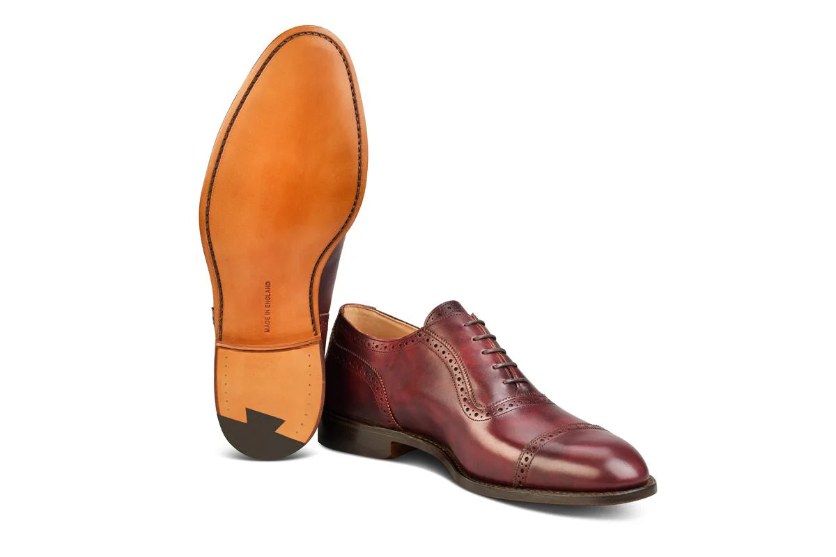 Trenton Toecap Oxford City Shoe - Burgundy Museum Calf - Image 5